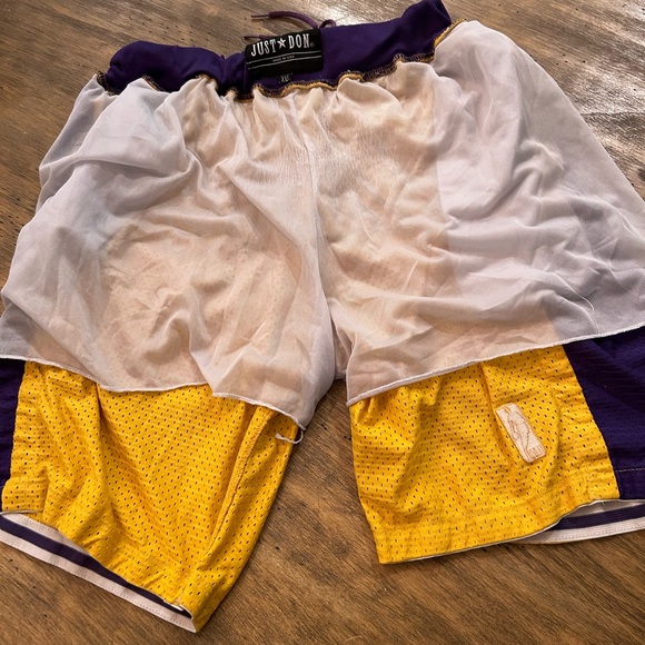 Just Don x Lakers Los Angeles LA Basketball Shorts Yellow Men’s Size XXL 1996 - Picture 7 of 11